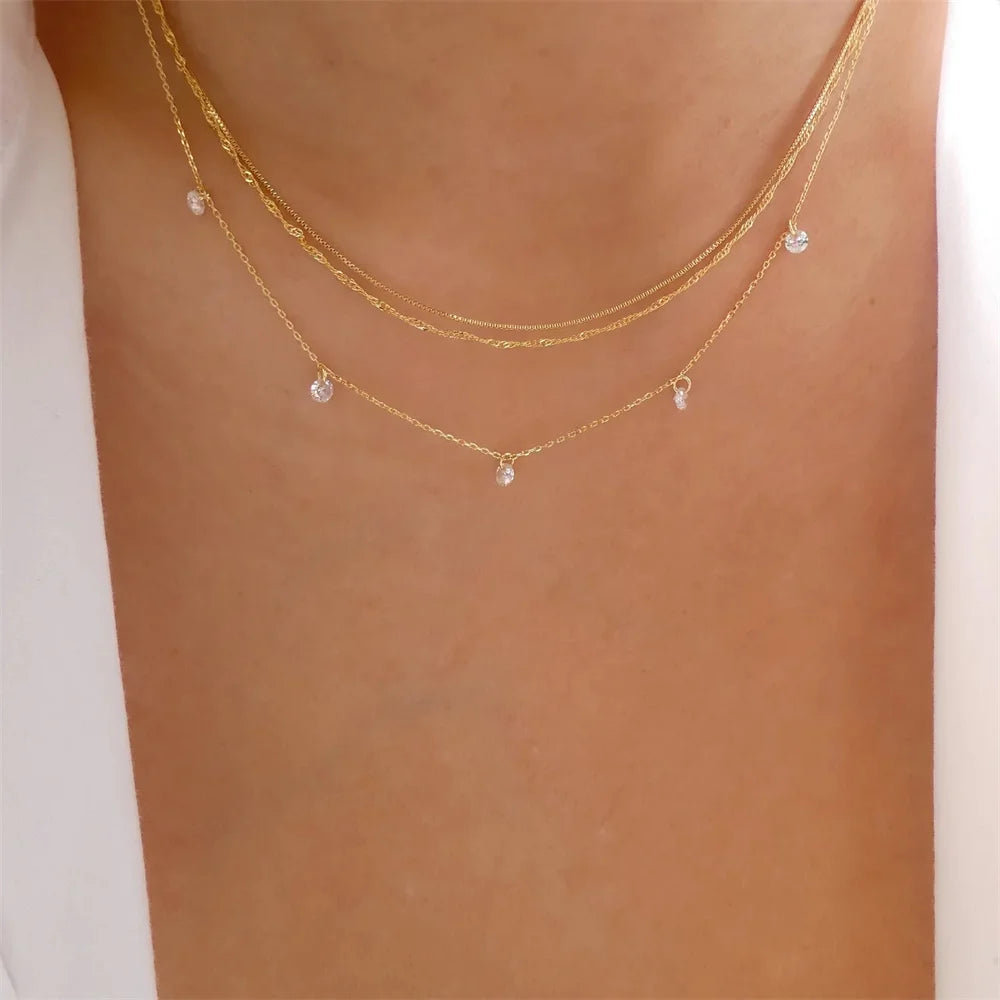 Pendant Pearl Necklace Gold Color Multi-layer