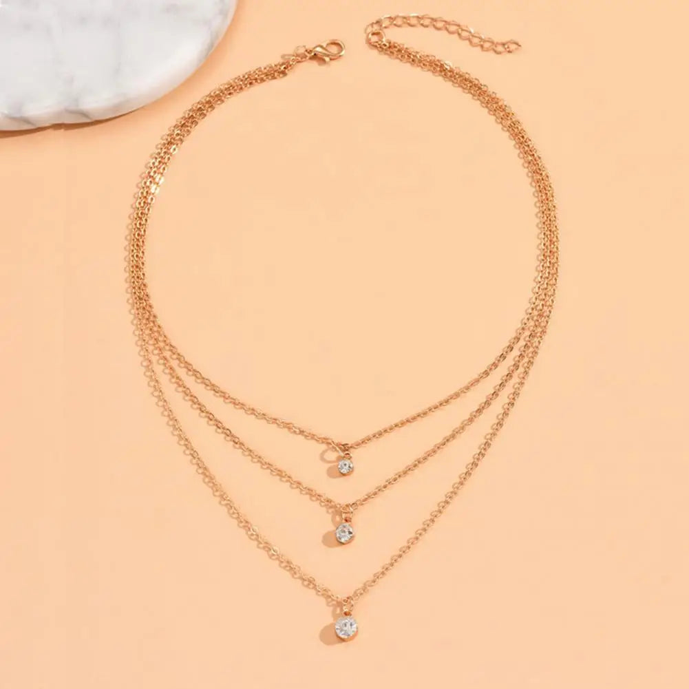 Adjustable Rhinestone Pendant Three Layers