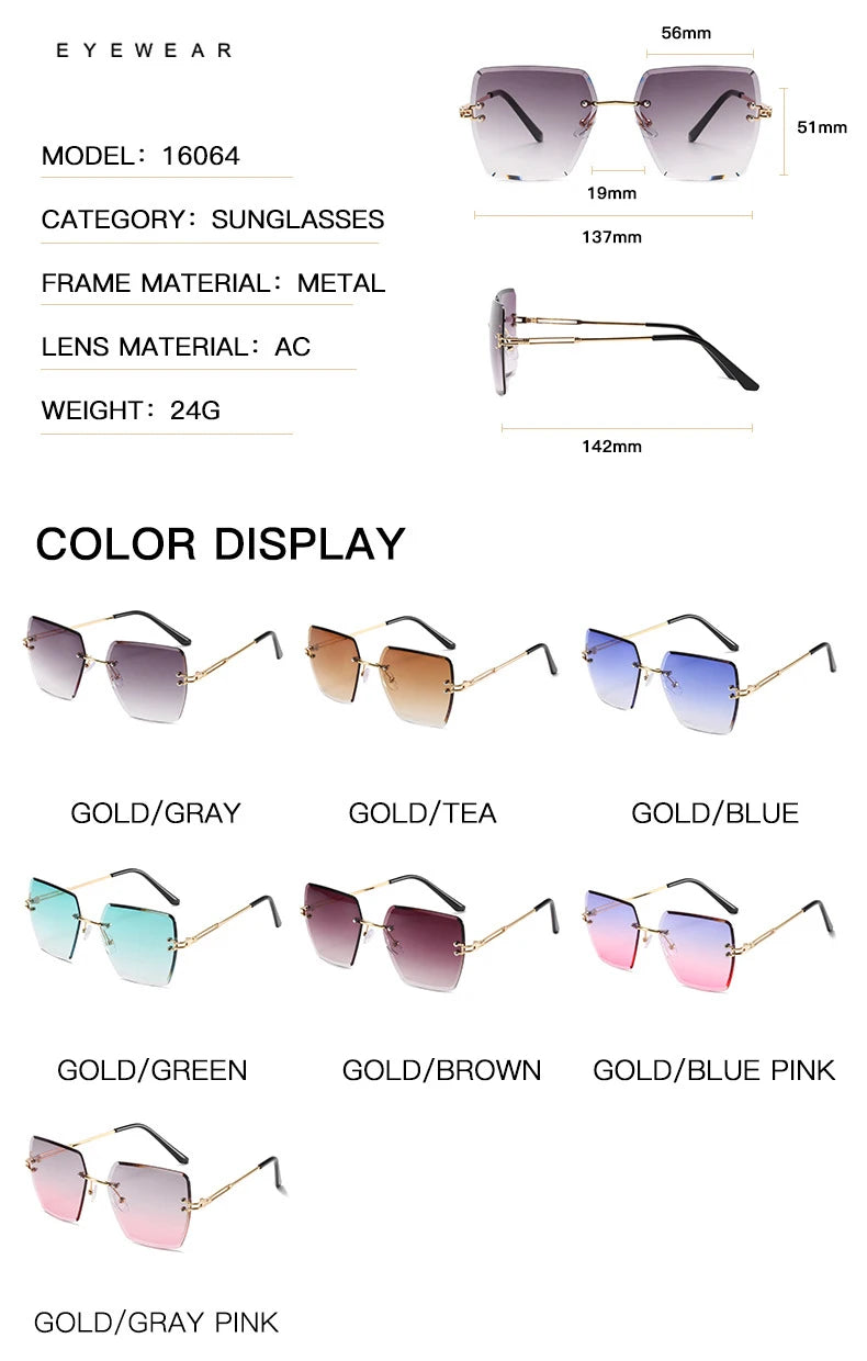 Oversized Rimless Luxury - UV400