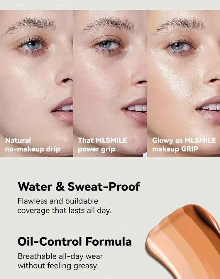 2-In-1 Oil Control Liquid Foundation And Concealer, Full Coverage Long Lasting Waterproof, Hydrating And Brightening Concealer