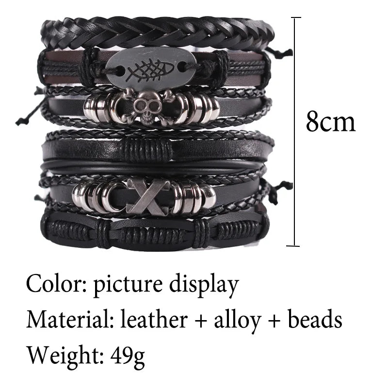 Adjustable Leather Set viking bracelet