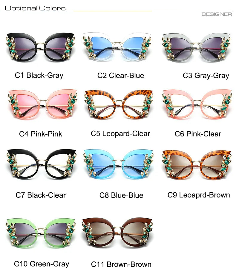 Diamond Luxury Rhinestone Butterfly SunGlasses