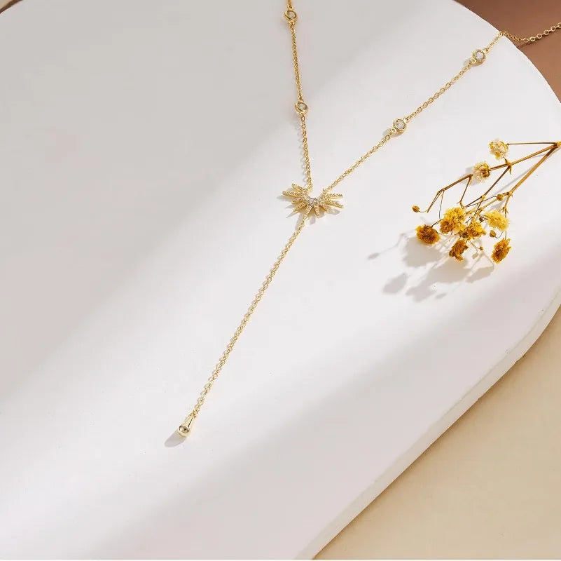 14K Gold Plated Layered CZ Y-Shaped