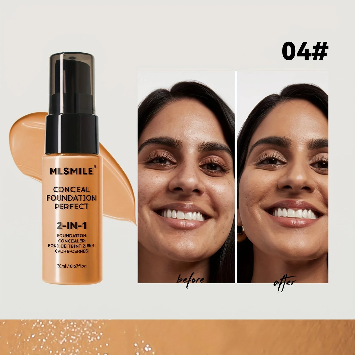2-In-1 Oil Control Liquid Foundation And Concealer, Full Coverage Long Lasting Waterproof, Hydrating And Brightening Concealer