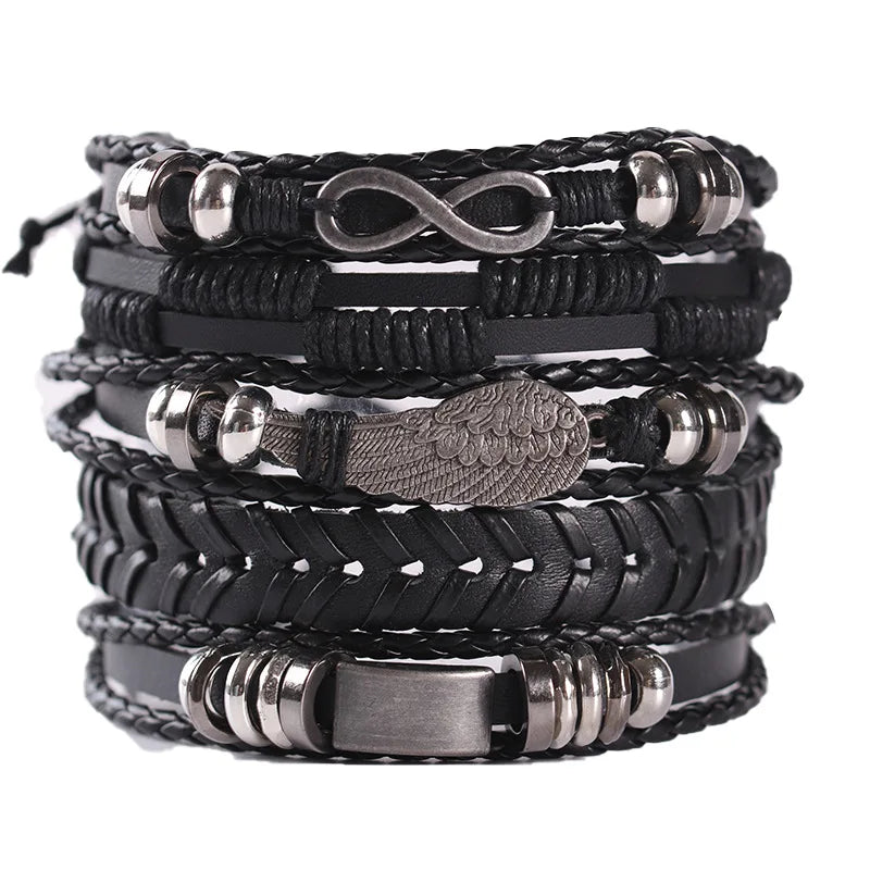 Adjustable Leather Set viking bracelet
