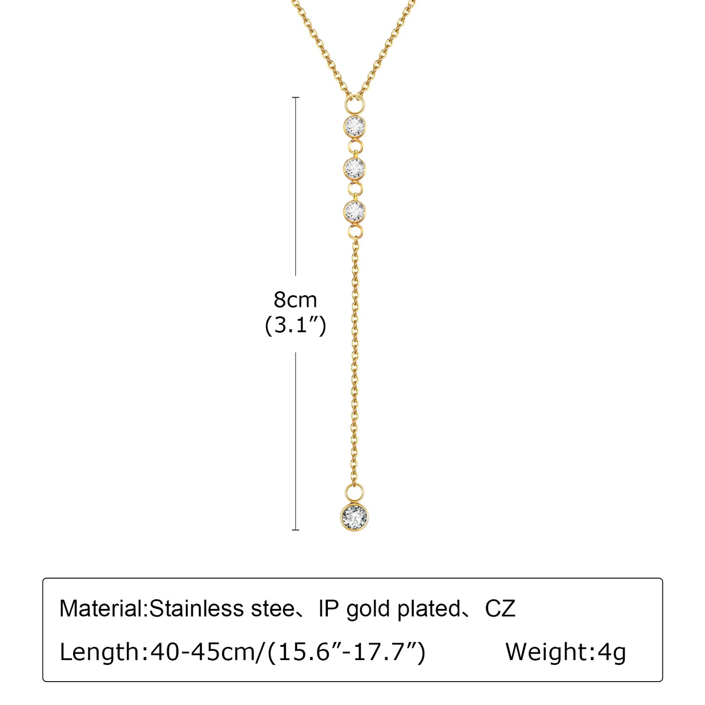 Gold Plated Lariat Necklace Double Layered