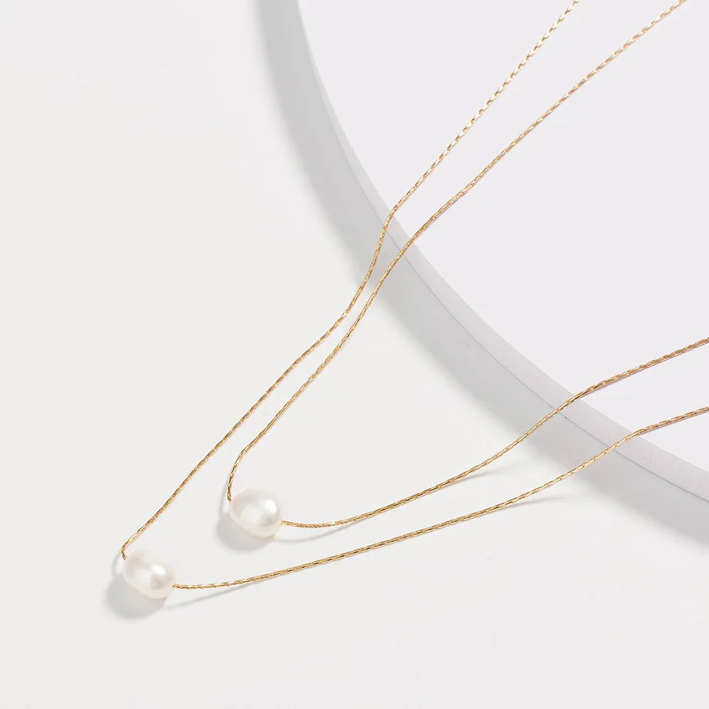 Exquisite Beaded Double Layer Pearl Necklace