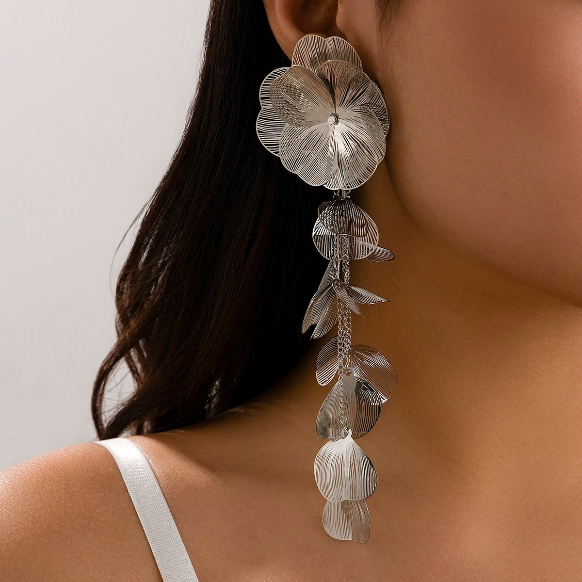 Romantic Leaf Petal Flower Drop Earrings
