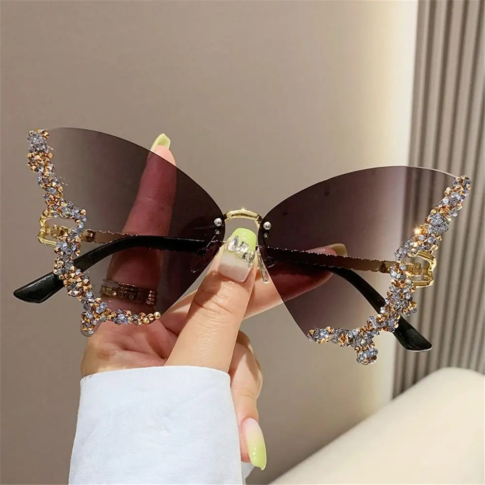 Luxury Butterfly Rimless Oversized Rhinestone Eyewear