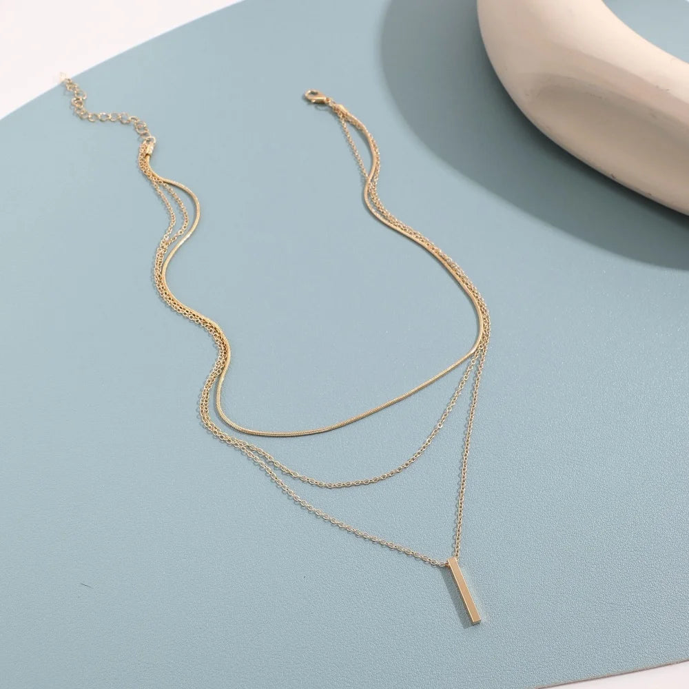 Layered 14K Gold Plated Pearl Cuban Necklace