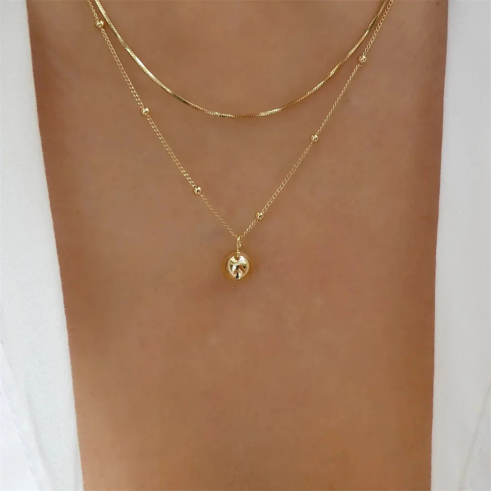 Pendant Pearl Necklace Gold Color Multi-layer