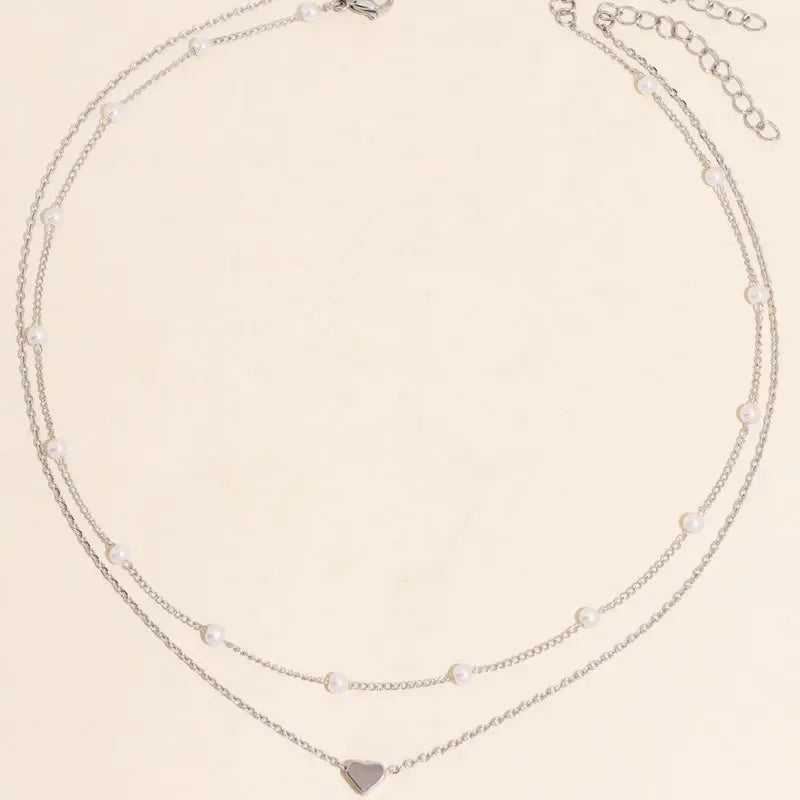 Heart Pendant Pearl Gold