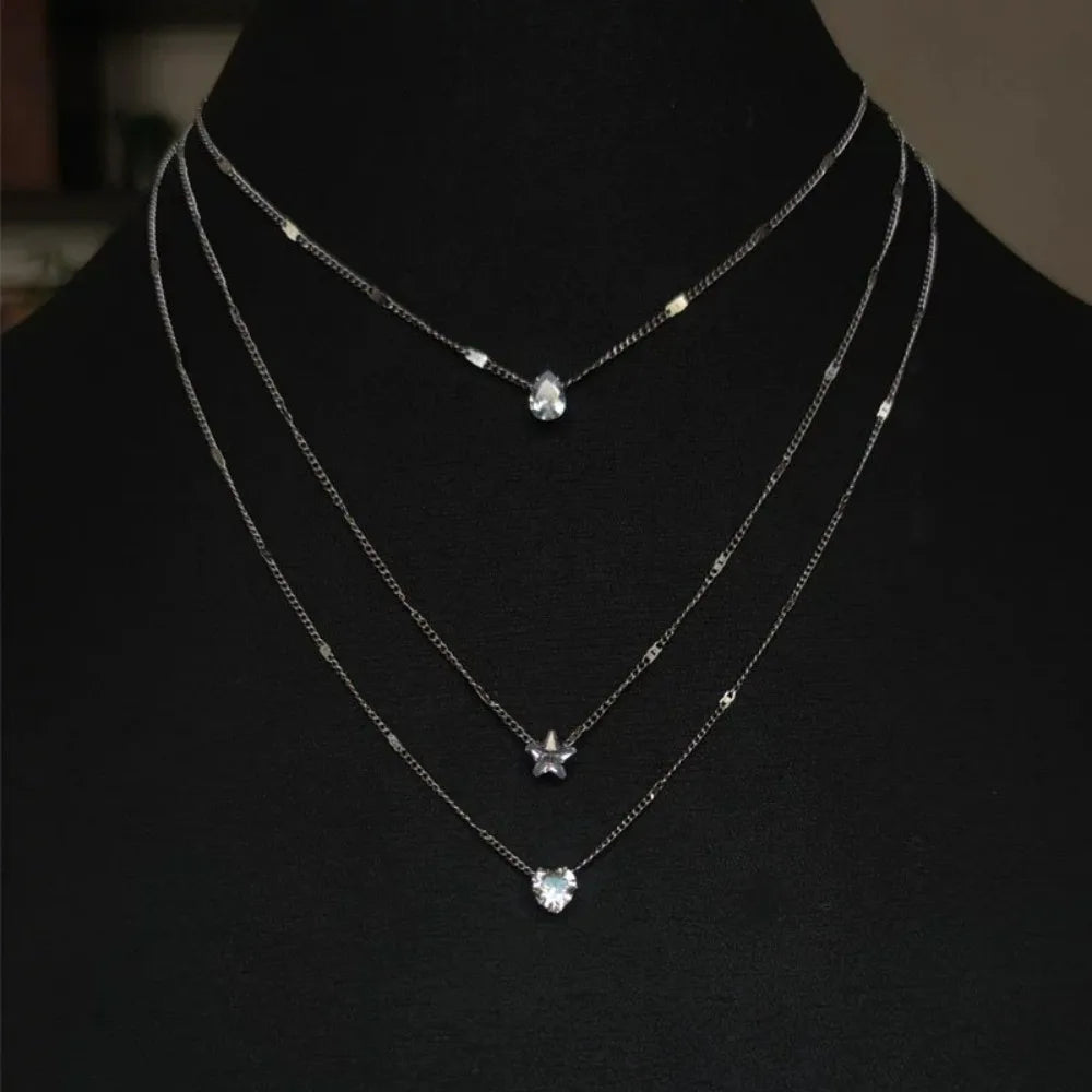 Multilayered Crystal Zircon Heart Star Charm