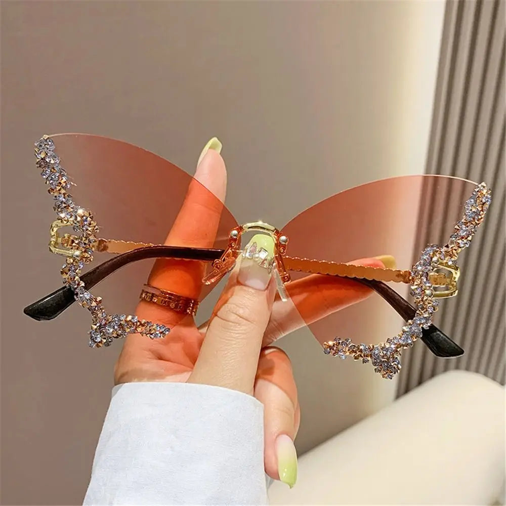 Luxury Butterfly Rimless Oversized Rhinestone Eyewear