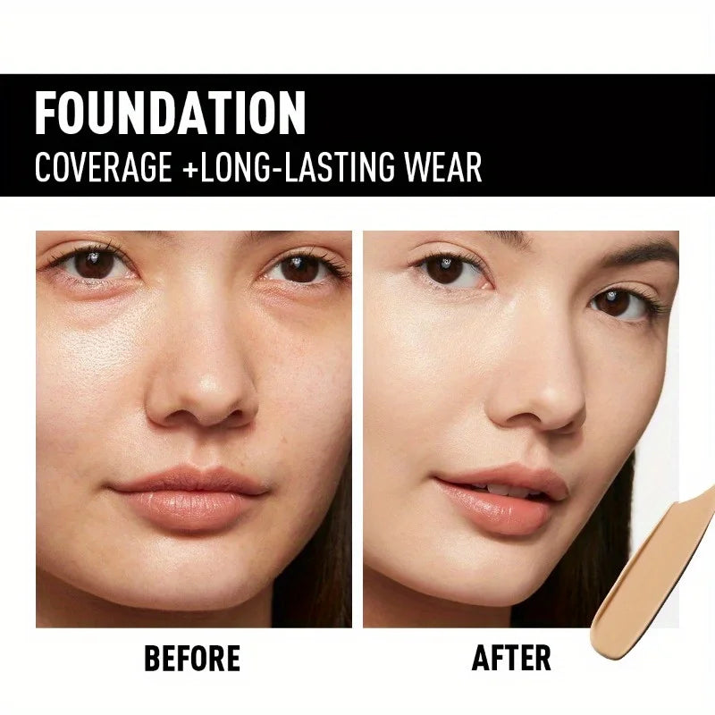 Finish Liquid Foundation - Oil-Control, Waterproof, Full Coverage Concealer for All Skin Tones
