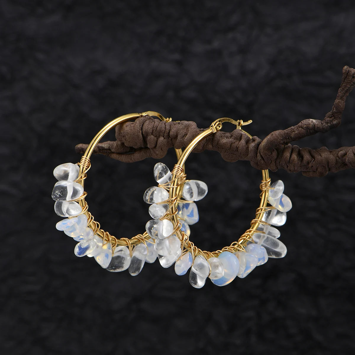 Creative Round Natural Stone/Turquoise Earrings