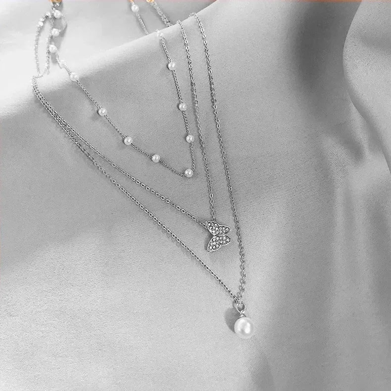 Charm Gold Luxury Multi-layered Zircon Heart Pendant Necklace