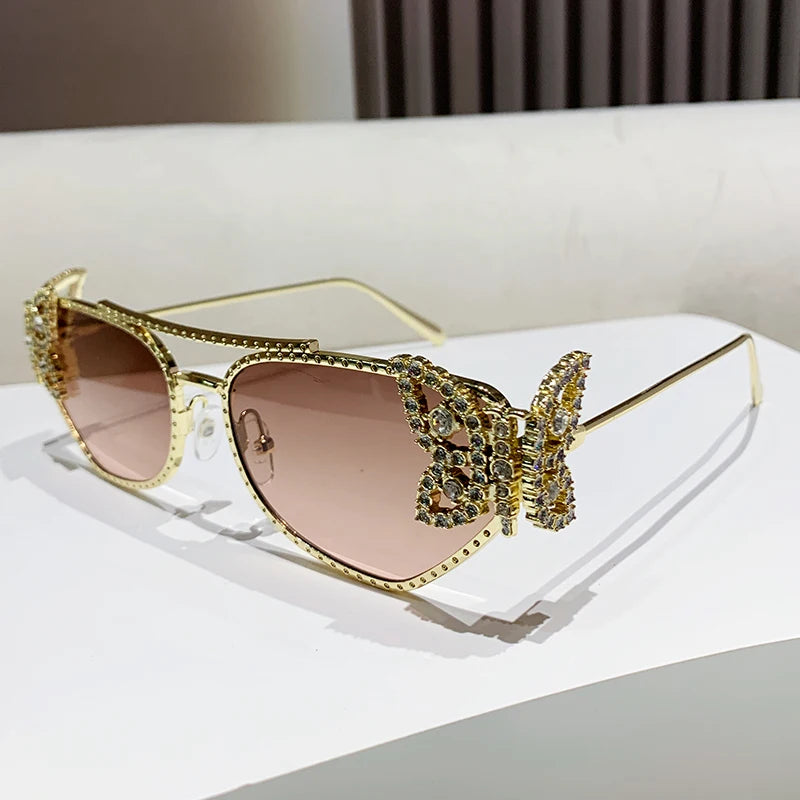 Butterfly diamond-encrusted sunglasses