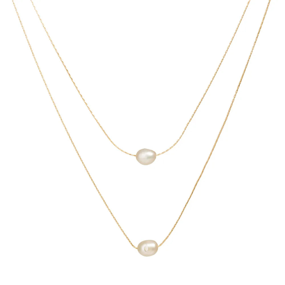Exquisite Beaded Double Layer Pearl Necklace