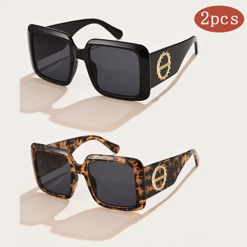 2pcs Brand Square Eyewear UV400
