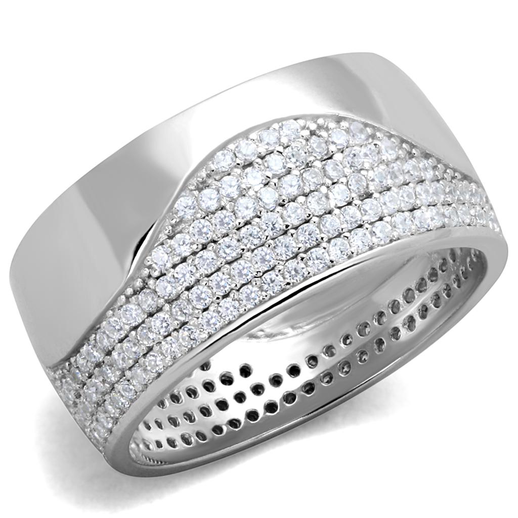 Rhodium 925 Sterling Silver Ring with AAA