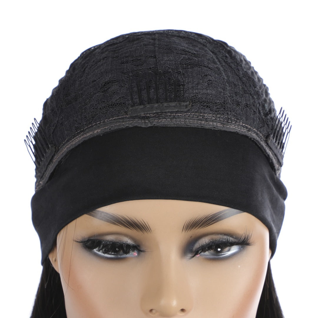 Headband Wig Straight Human Hair Scarf | No GLUE Easy Wear
