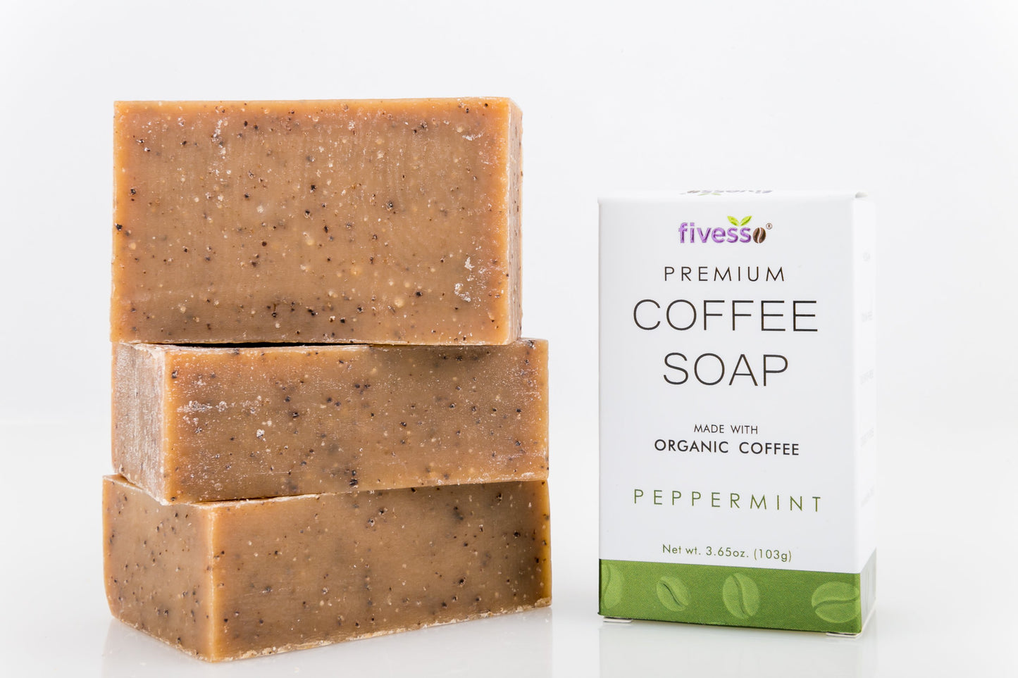 3 Bars Peppermint - Premium Coffee Soap Bar