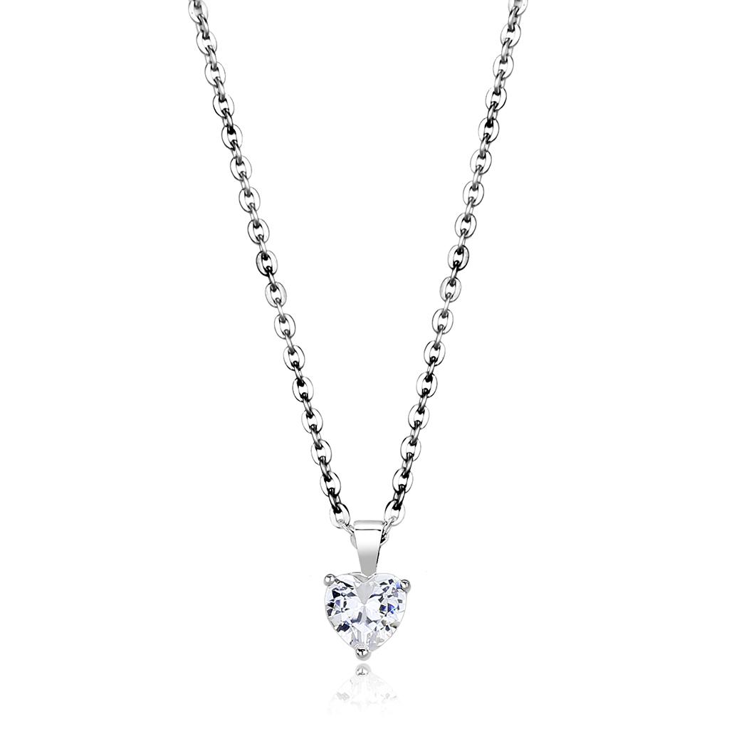 Rhodium Brass Chain Pendant with AAA Grade CZ