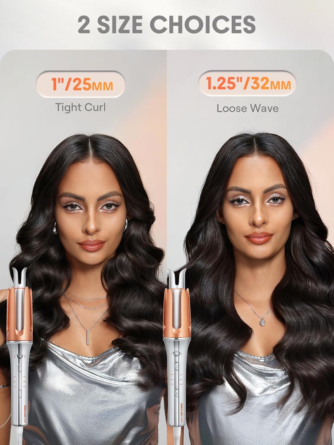 Automatic Curling Iron 1 1/4 inch with 3 Temperatures Fast Heating, 2-Way Rotation