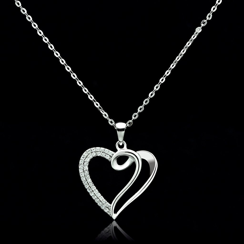 Rhodium 925 Sterling Silver Necklace with AAA Grade CZ