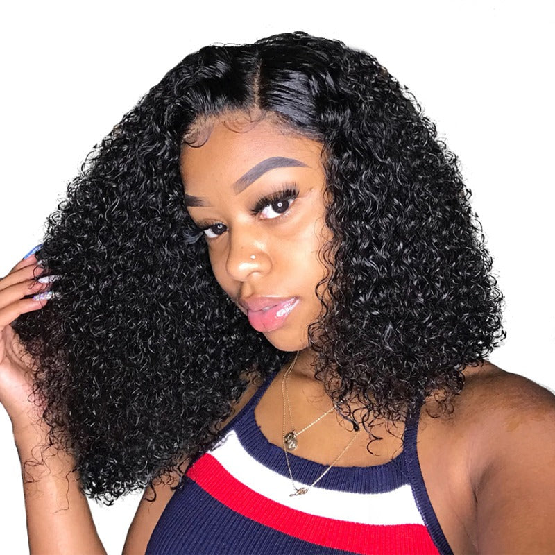 180% Density Jerry Curl 4x4 Short Bob | 13x4 Lace Front Human Hair Wig