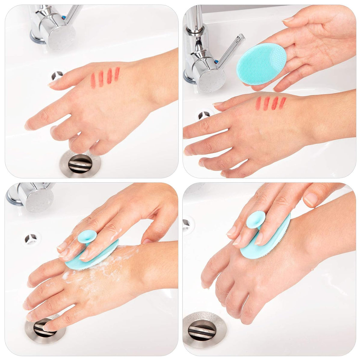 4 Pack Face Scrubber | Soft Silicone Facial Cleansing Brush Face Exfoliator