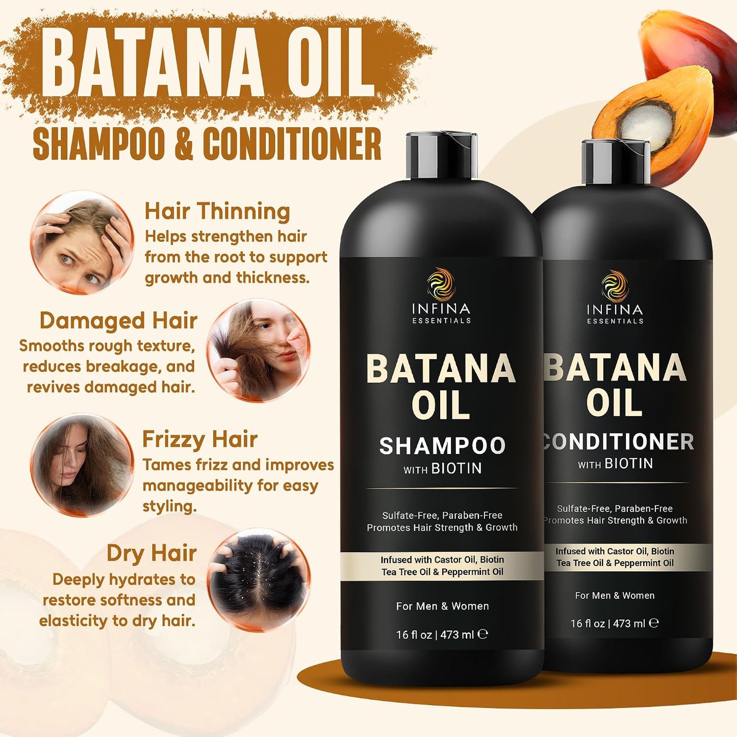 Batana Oil Shampoo and Conditioner Set for Hair Growth