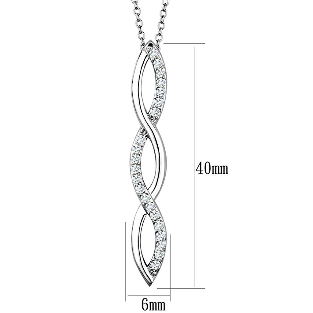 Rhodium Brass Chain Pendant with AAA Grade CZ  in Clear