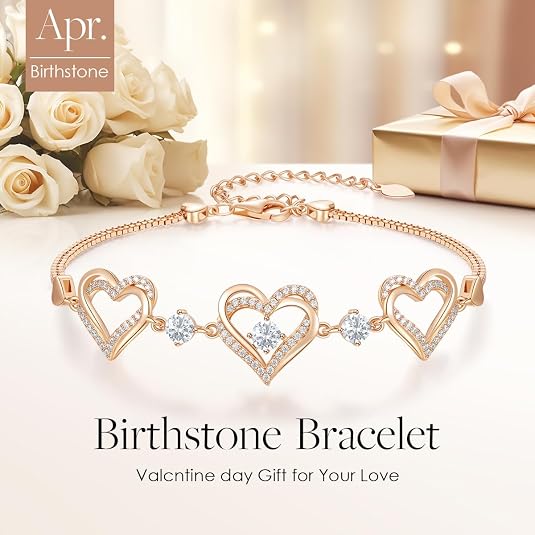Forever Love Heart Birthstone Bracelet Jewelry Gifts