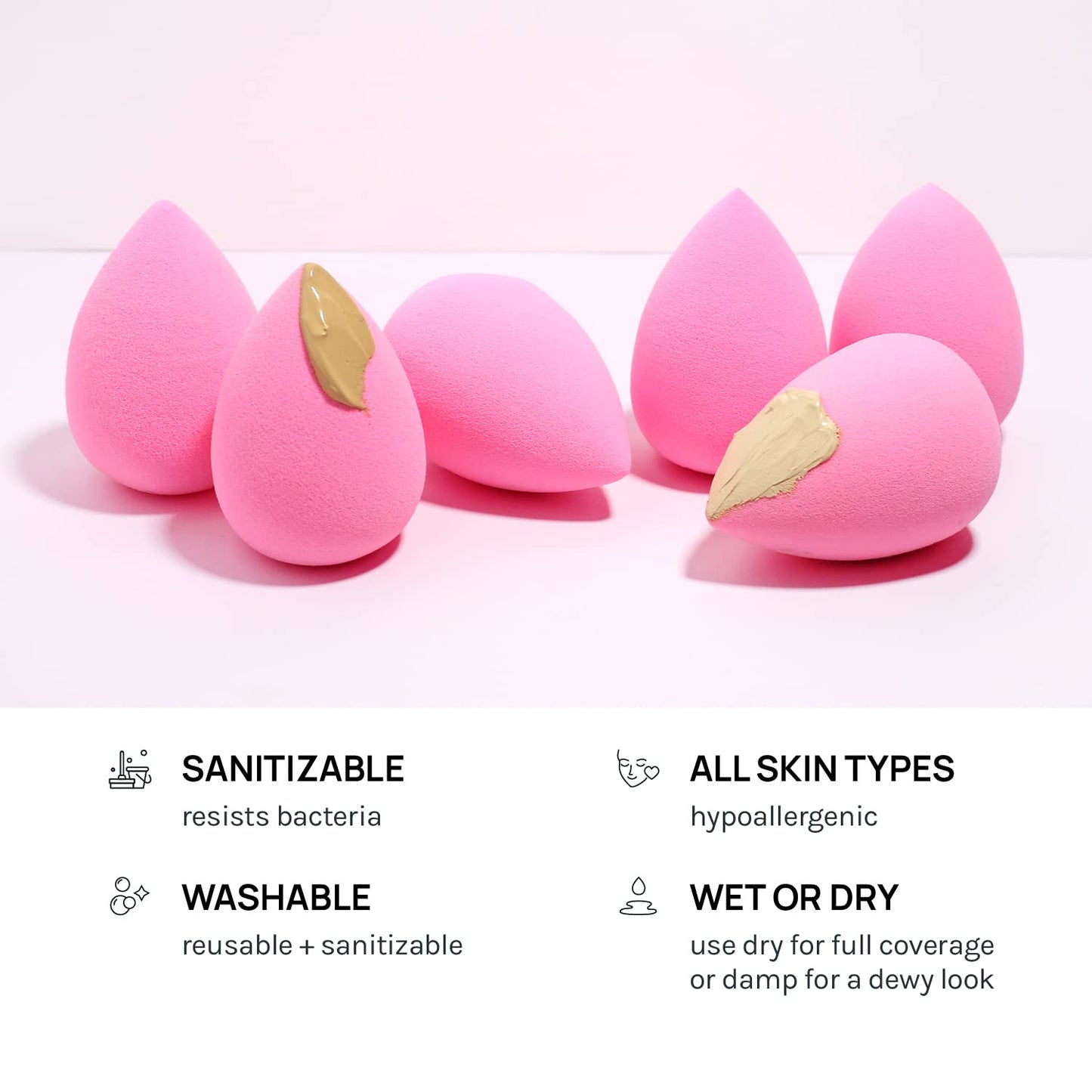 Set of 6 makeup Sponge For Powder Cream and Liquid, Super Soft