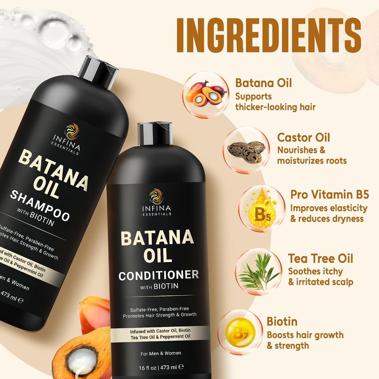 Batana Oil Shampoo and Conditioner Set for Hair Growth