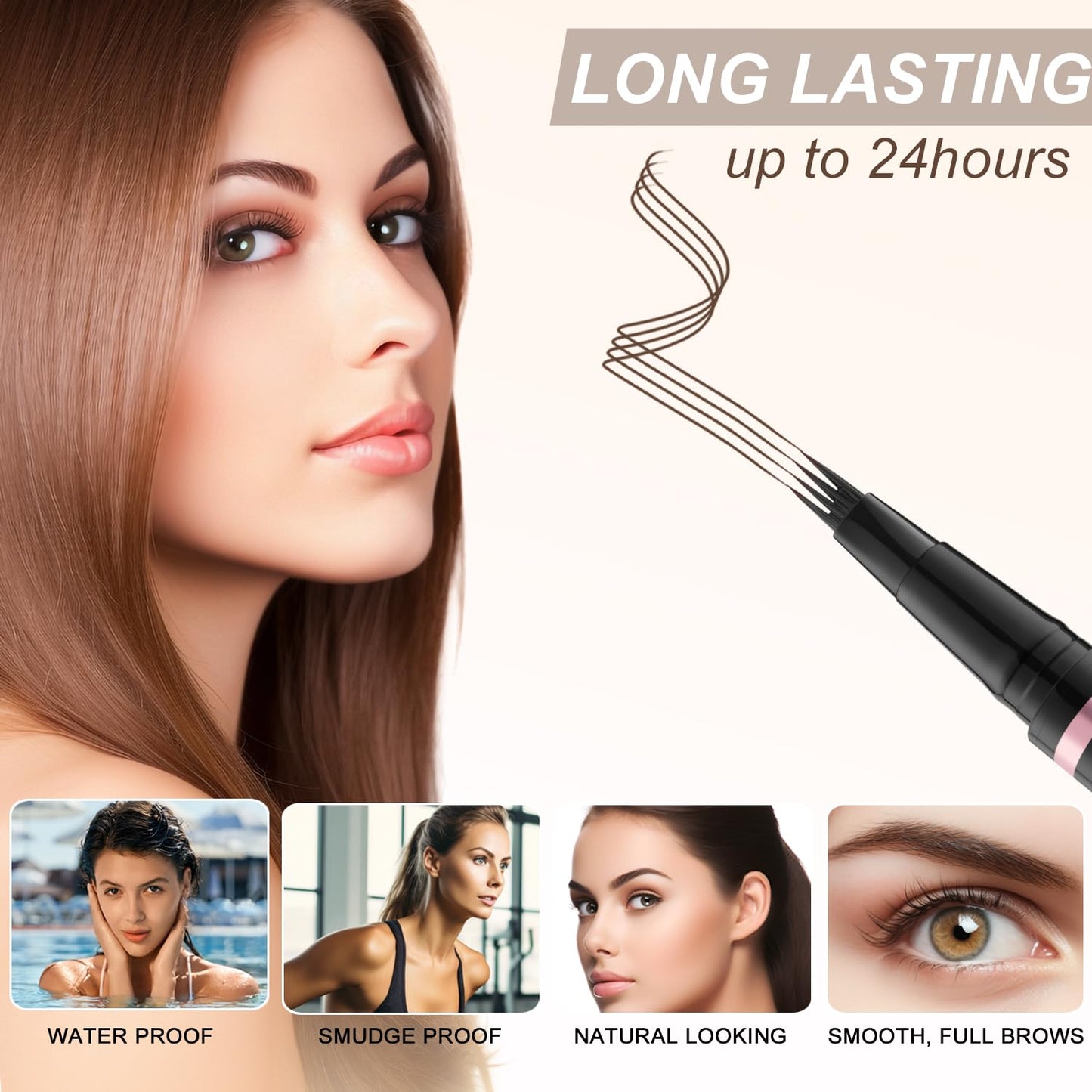 Eyebrow Pen Makeup Kit, with Waterproof Eyebrow Pencil, Eyeliner Long Lasting