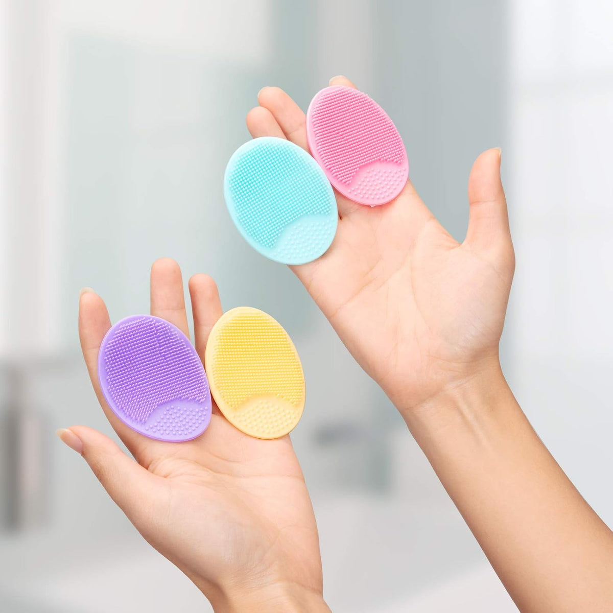 4 Pack Face Scrubber | Soft Silicone Facial Cleansing Brush Face Exfoliator