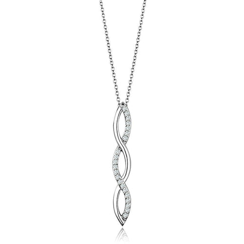 Rhodium Brass Chain Pendant with AAA Grade CZ  in Clear