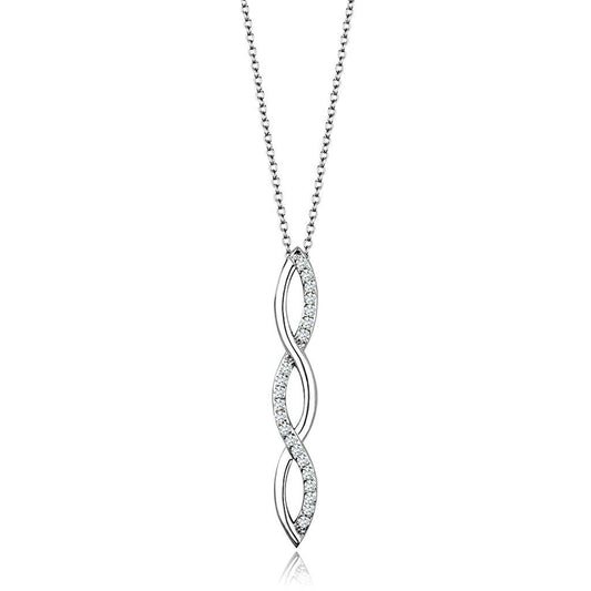 Rhodium Brass Chain Pendant with AAA Grade CZ  in Clear