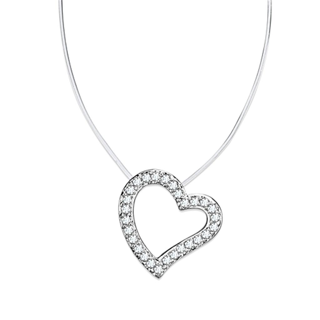 Rhodium Brass Necklace with AAA Grade CZ