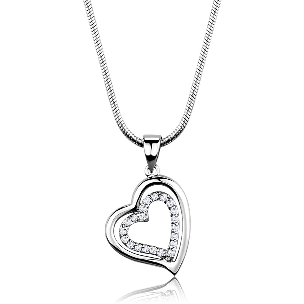 Rhodium Brass Chain Pendant with AAA Grade CZ