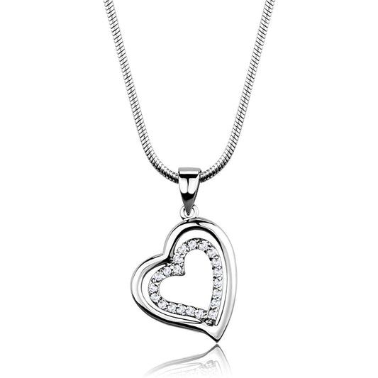 Rhodium Brass Chain Pendant with AAA Grade CZ