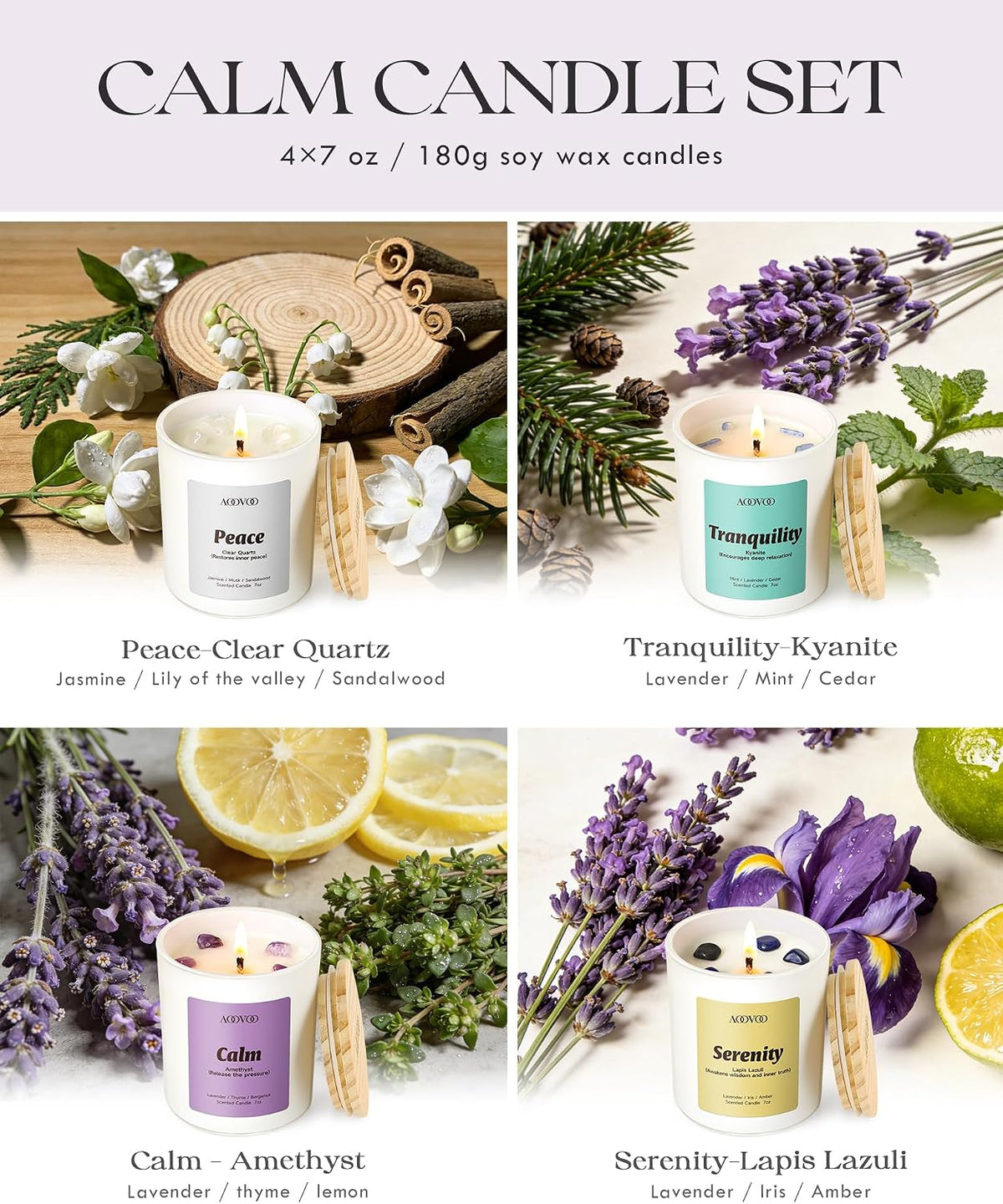 Calm 4 Pack Candles Scented Set for Women