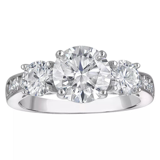 Platinum Over Silver 3 1/4 Carat T.W. Lab-Created Moissanite Engagement Ring