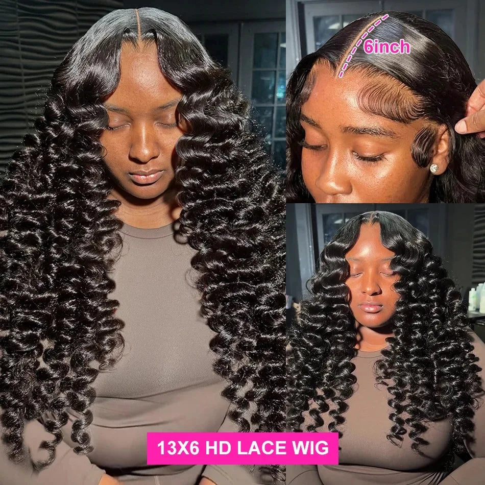 Brazilian 30, 40 Inch Loose Wave | 13x6 HD Lace Frontal Curly Lace