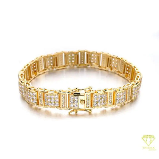 Unisex Sparking Moissanite Diamond Iced Out - 925 Sterling Silver Bracelet