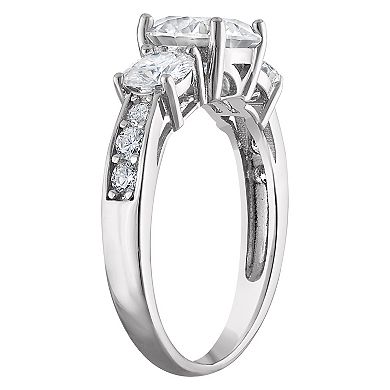 Platinum Over Silver 3 1/4 Carat T.W. Lab-Created Moissanite Engagement Ring