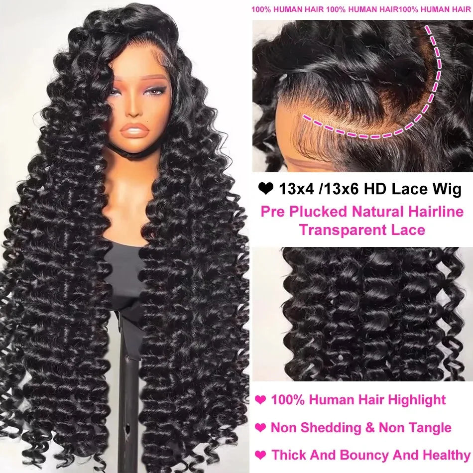 Brazilian 30, 40 Inch Loose Wave | 13x6 HD Lace Frontal Curly Lace